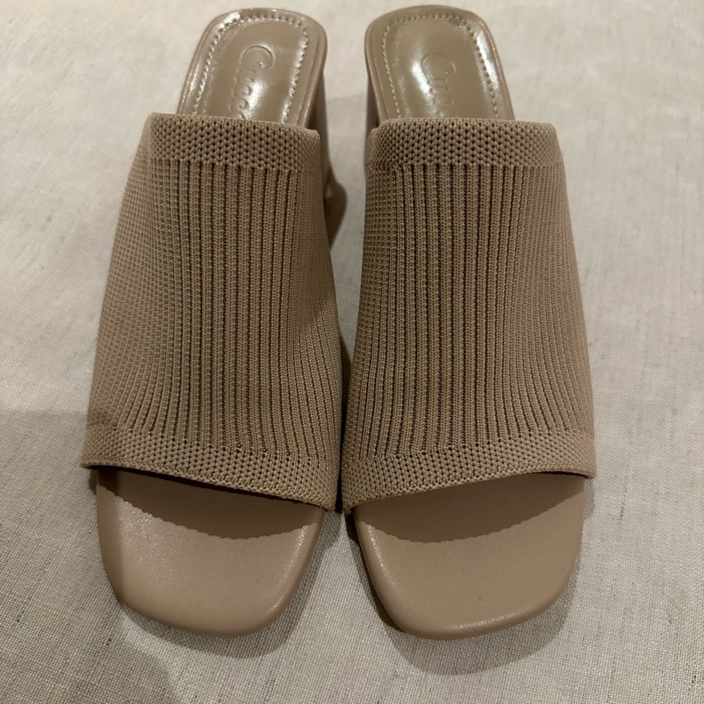 Cuccoo Knit Chunky Mid Heeled Mules